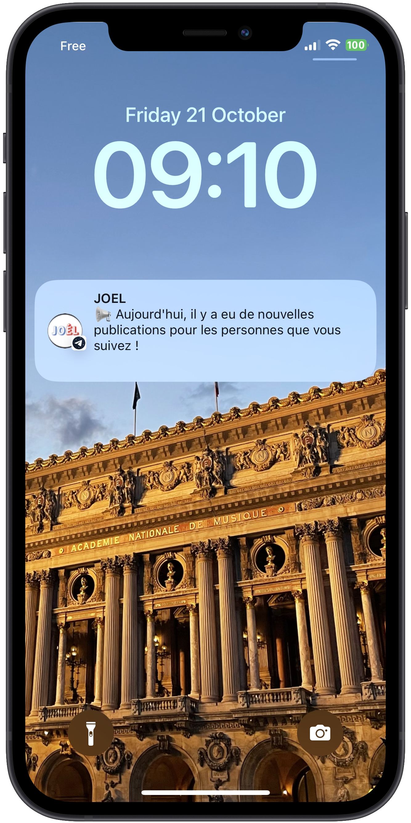 Interface de notification JOEL – exemple d'alerte de nomination reçue via messagerie